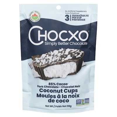 ChocXO Dark Chocolate Coconut Cups 98 g, $7.64/100g