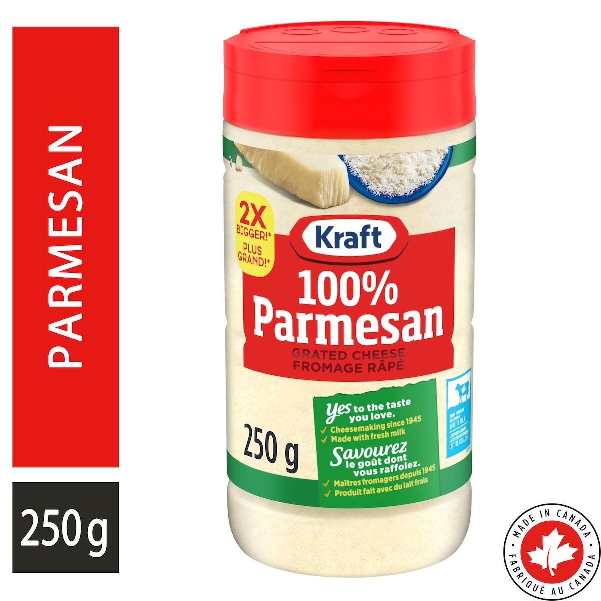 Kraft Grated Parmesan Cheese 250 g, $3.40/100g