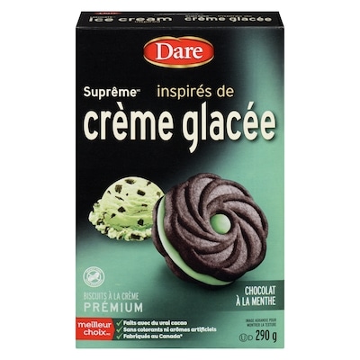 Dare Biscuits remplis de crème, style crème glacée, au chocolat à la menthe 290 g, 1,72 $/100g