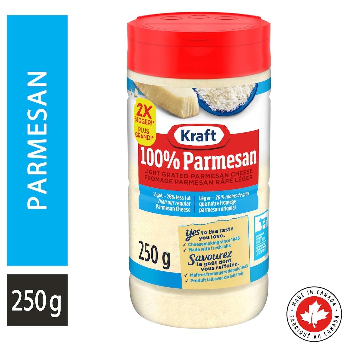 Kraft Light Grated Parmesan Cheese 250 g, $3.40/100g