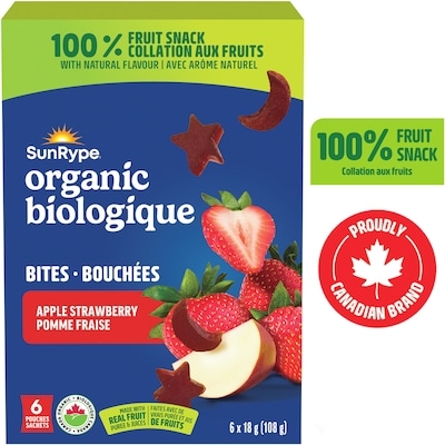 SunRype Organic Fruit Bites Apple Strawberry 108 g, $4.44/100g