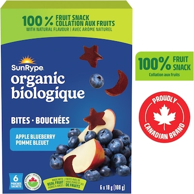 SunRype Organic Fruit Bites Apple Blueberry 108 g, $4.17/100g