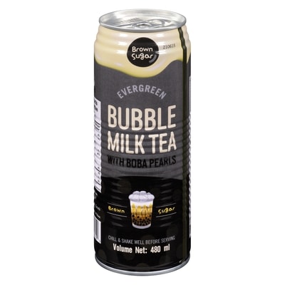 Evergreen Bubble Milk Tea With Boba Pearls Brown Sugar 480 ml, $0.79/100ml