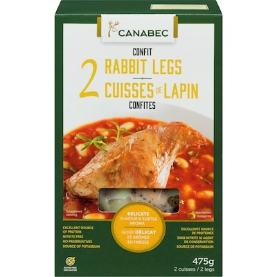 Gibiers Canabec Cuisses de lapin confites 475 g, 5,68 $/100g