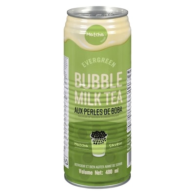 Evergreen Bubble milk tea aux perles de boba matcha saveur 480 ml, 0,79 $/100ml