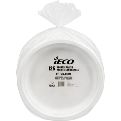 iECO Bagasse Plate  125 ea, $0.14/1ea