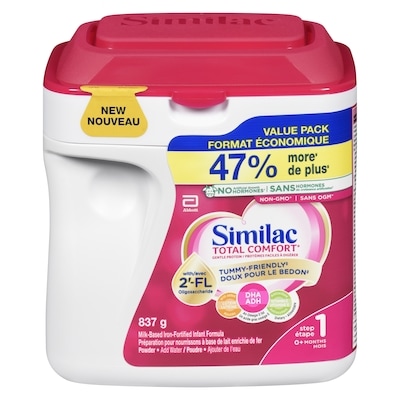Similac Total comfort, préparation pour nourrissons en poudre, 0+ mois, emballage rose 837 g, 6,69 $/100g 3,04 $/1lb