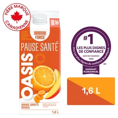 Oasis Jus de mangue, carotte, orange 1.6 l, 0,41 $/100ml