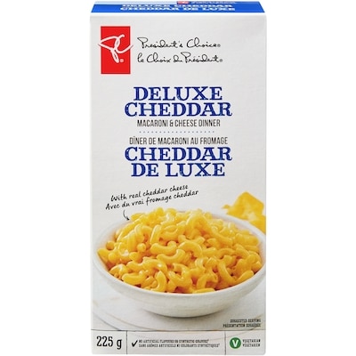 le Choix du Président Dîner de macaroni au fromage Cheddar de luxe 225 g, 0,91 $/100g