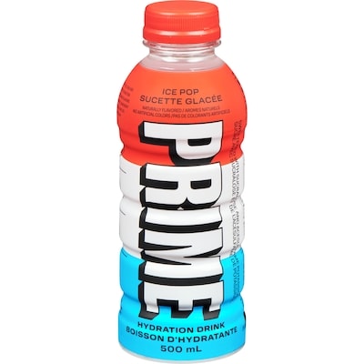Prime Hydration Boisson d'hydratante sucette glacée 500 ml, 0,60 $/100ml