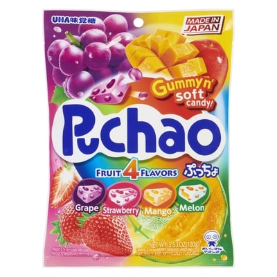 Puchao Puchao Candy Fruit 4 Flavors 100 g, $3.79/100g