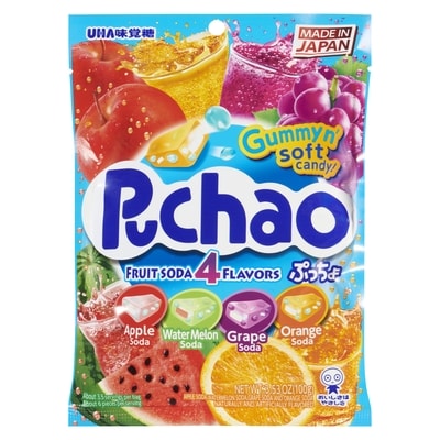 Puchao Puchao bonbons sodas fruits 4 saveurs 100 g, 3,79 $/100g