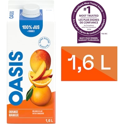 Oasis Jus de fruits orange et mangue 1.6 l, 0,27 $/100ml