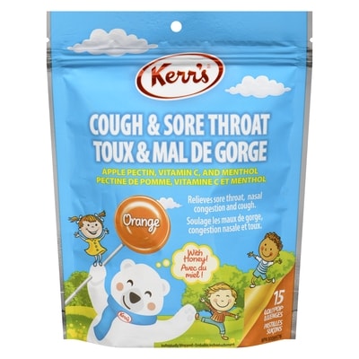Kerr’s Pastilles suçons toux & mal de gorge orange 15 ea, 0,43 $/1ch