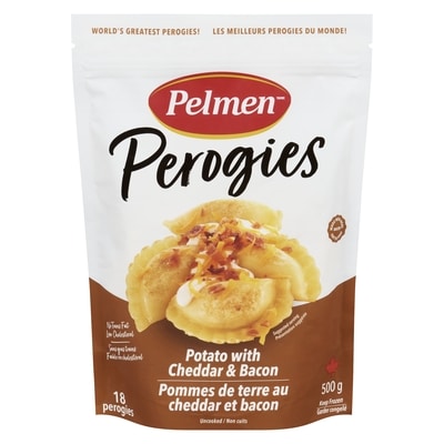 Pelmen Potato Cheddar & Bacon Perogies 500 g, $1.10/100g