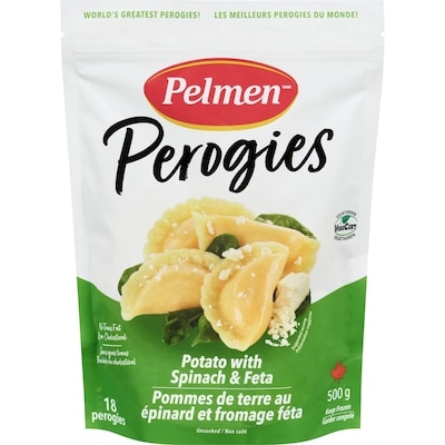 Pelmen Potato Spinach And Feta Perogies 500 g, $1.10/100g