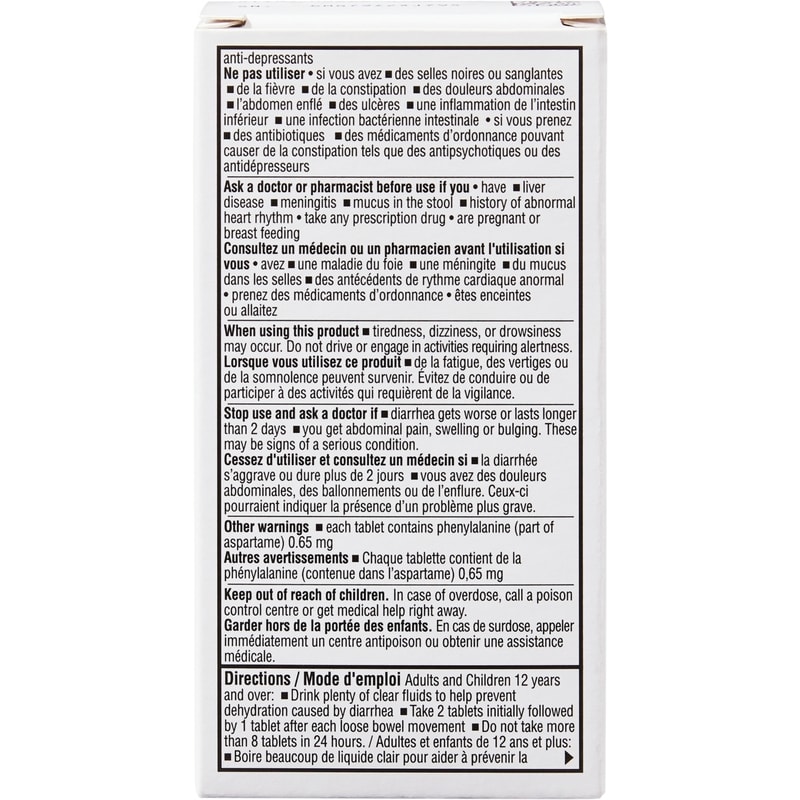 Diarrhea Relief Fast Dissolve Peppermint Flavour 2 mg 20 Tablets