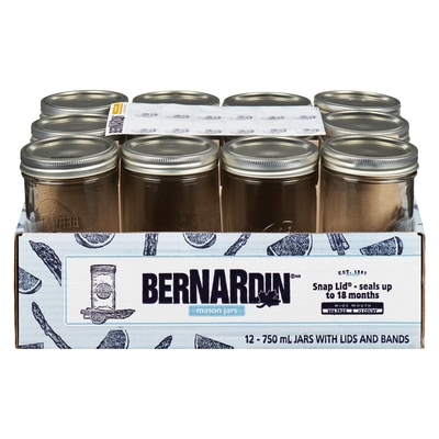 Bernardin Mason Jars 12 x 750 ml 12 ea, $2.50/1ea