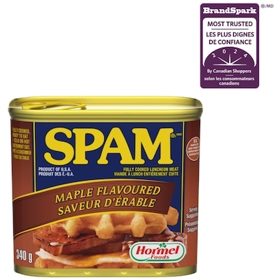 Spam Fully Cooked Luncheon Meat Maple Flavoured 340 g, $1.47/100g