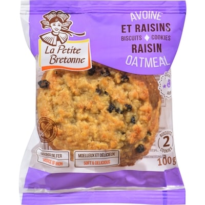 LA PETITE BRETONNE Cookies Raisin Oatmeal, Case 100 g, $19.69/100g