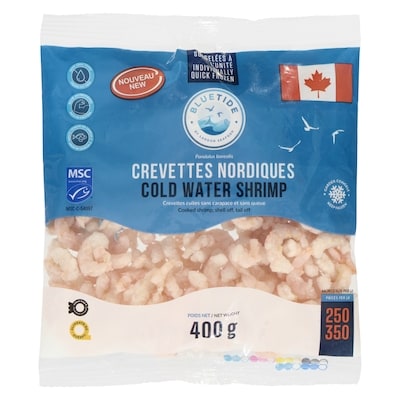 Blue Tide Crevettes nordiques 400 g, 3,25 $/100g