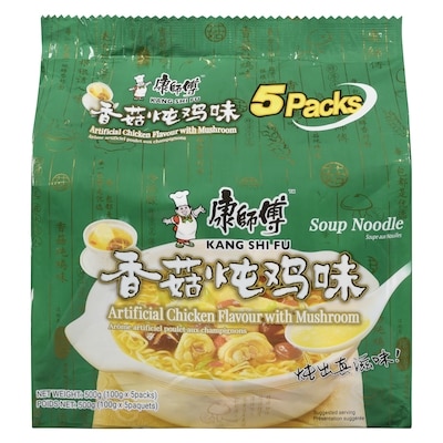 Kang Shi Fu Soupe aux nouilles arôme artificiel poulet aux champignons 500 g, 1,20 $/100g