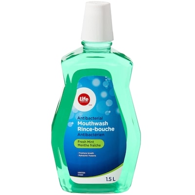 Life Brand Antibacterial Mouthwash, Fresh Mint 1.5 l, $0.47/100ml