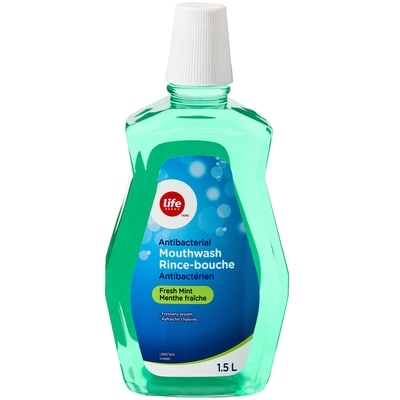 Life Rince-bouche antibactérien, menthe fraîche 1.5 l, 0,40 $/100ml
