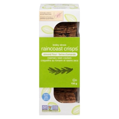 Lesley Stowe Raincoast Crisps Almond Flour Rosemary Raisin
