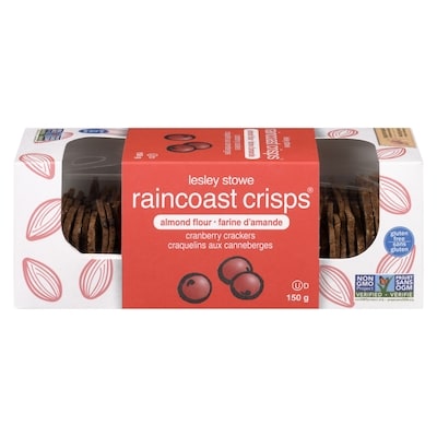 Lesley Stowe’s Raincoast crisps craquelins aux canneberges 150 g, 5,33 $/100g