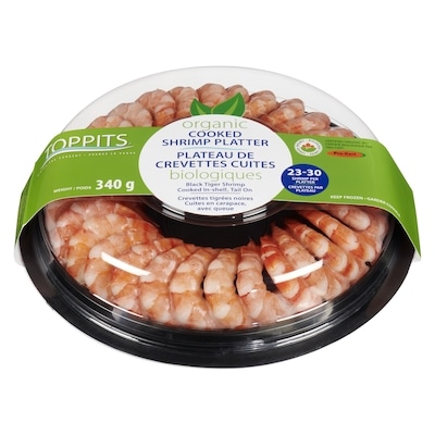 Toppits Organic Cooked Shrimp Platter Black Tiger Shrimp 340 g, $7.35/100g