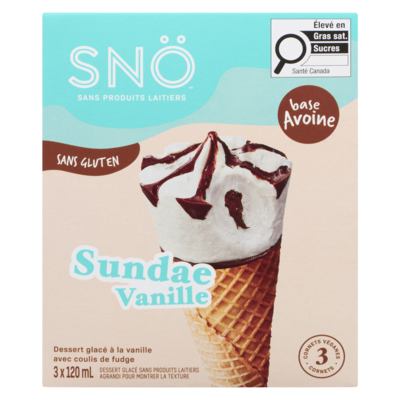 Dessert glacé sans produits laitiers sundae vanille