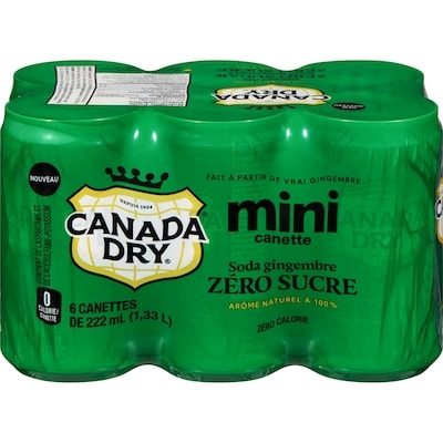 Canada Dry Soda gingembre zéro sucre 6x222.0 ml, 0,38 $/100ml