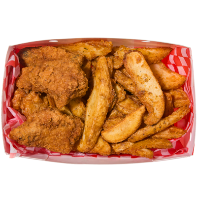 4 Chicken Wings & Potato Wedges (After 11am)
