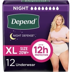 Night Defense Adult Incontinence Underwear for Women, Disposable, Overnight, Extra-Large, Blush, 12 Count (Packaging May Vary)