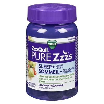 Vicks Zzzquil Pure Zzzs Stress Relief Melatonin Sleep Aid Gummies 42 ea, $0.48/1ea