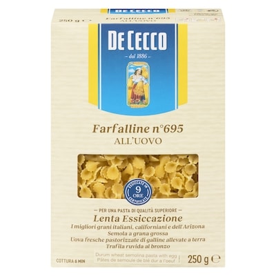 De Cecco Durum Wheat Semolina Pasta With Egg Farfalline N° 695 250 g, $1.00/100g