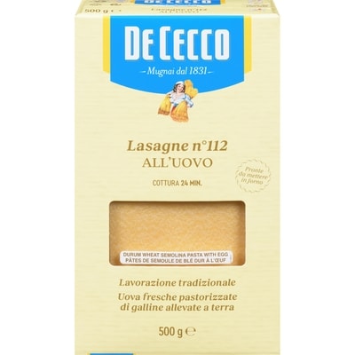 De Cecco Durum Wheat Semolina Pasta With Egg Lasagne Nº112 500 g, $1.40/100g