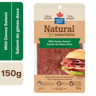 Maple Leaf Natural Selections Dry-Cured Sliced Genoa Salami 150 g, $5.00/100g