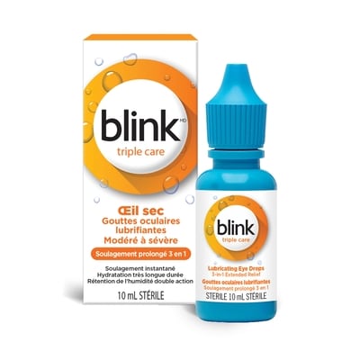 Blink Gouttes oculaires lubrifiantes œil sec modéré à sévère stérile 10 ml, 199,90 $/100ml