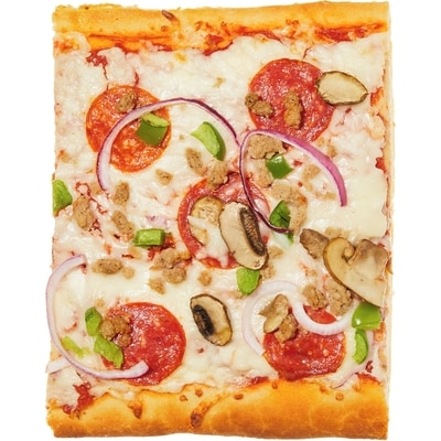 null Tranche de pizza toute garnie   (Disponible après 11h) 297 g, 1,68 $/100g