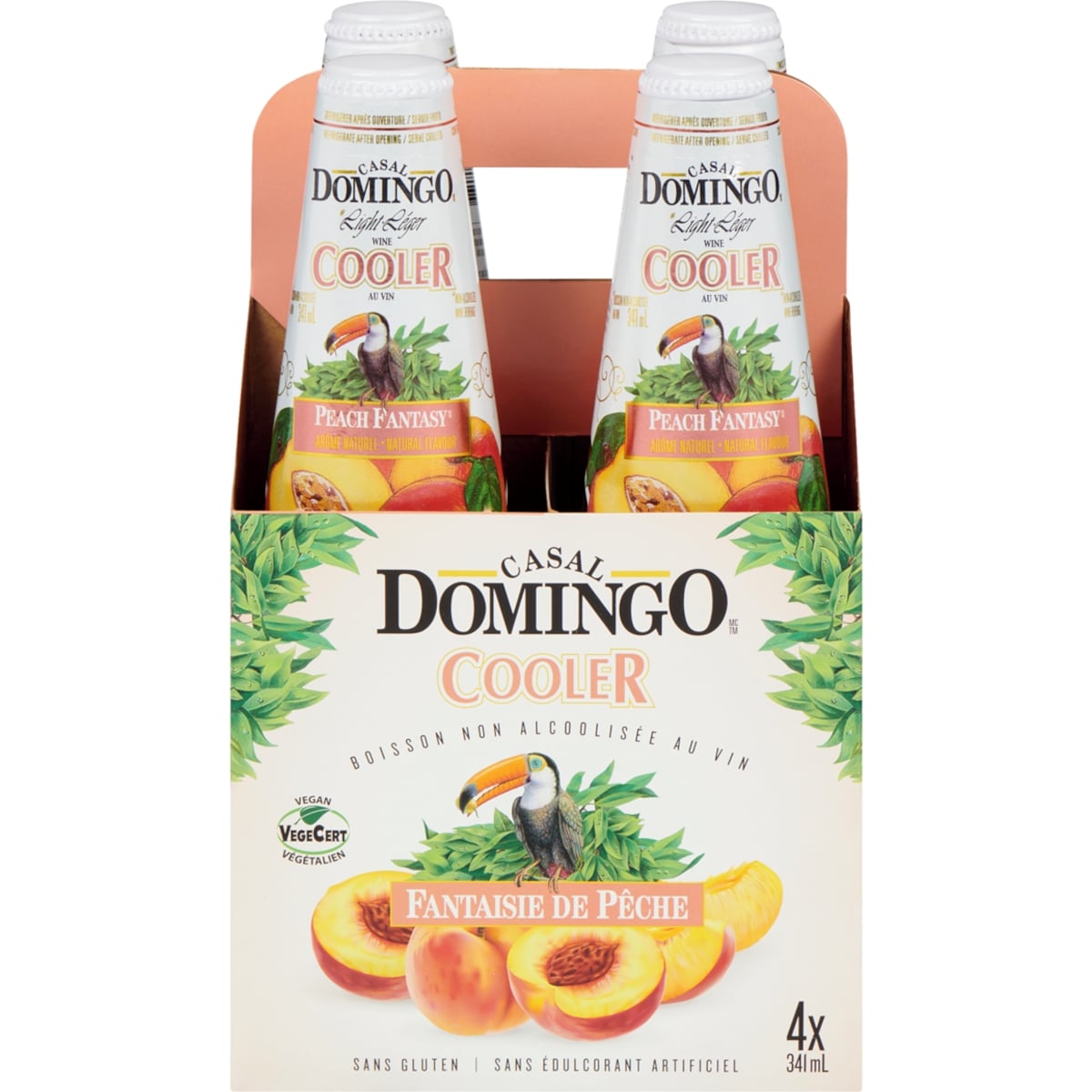 Casal Domingo Cooler boisson non alcoolisée au vin fantaisie de pêche 4x341.0 ml, 0,37 $/100ml