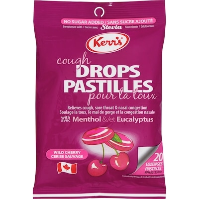 Kerr’s Pastilles pour la toux cerise sauvage avec menthol et eucalyptus 20 ea, 0,20 $/1ch