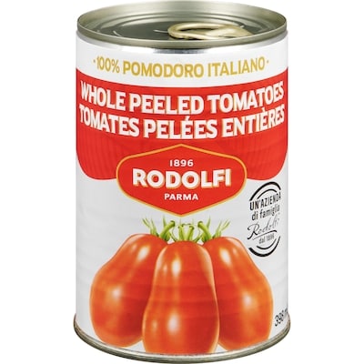 RODOLFI Tomates pelées entières 398 ml, 0,58 $/100ml