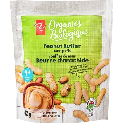 PC Organics Corn Puffs, Peanut Butter 42 g, $9.50/100g