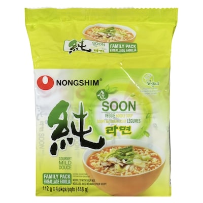 Nong Shim Soon Veggie Noodle Soup Noodles With Soup Mix Gourmet Mild Family Pack 448 g, $1.45/100g