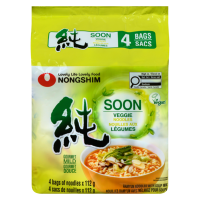 Nong Shim Soon soupe aux nouilles et légumes nouilles avec mélange pour soupe gourmet douce emballage familia 448 g, 1,45 $/100g