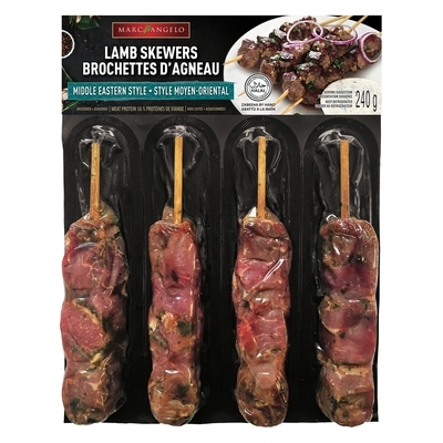 Marc Angelo Brochettes d’agneau, style moyen-oriental 240 g, 5,00 $/100g
