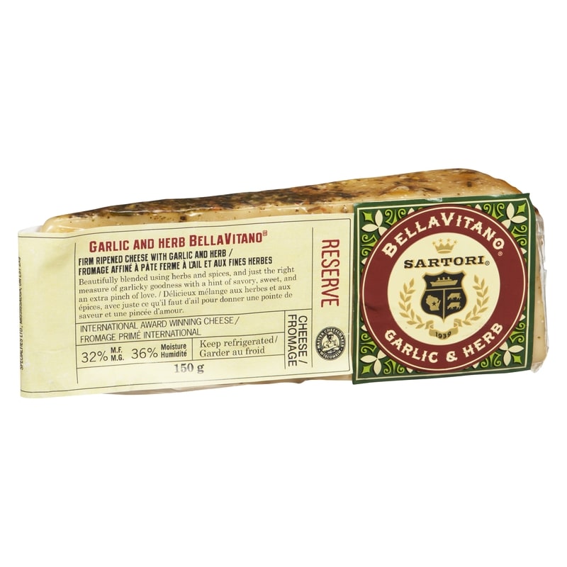 Bellavitano Firm Ripened Cheese With Garlic And Herb 32% M.F.