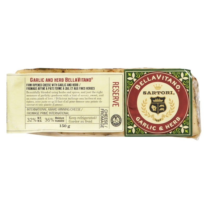 Bellavitano Firm Ripened Cheese With Garlic And Herb 32% M.F.